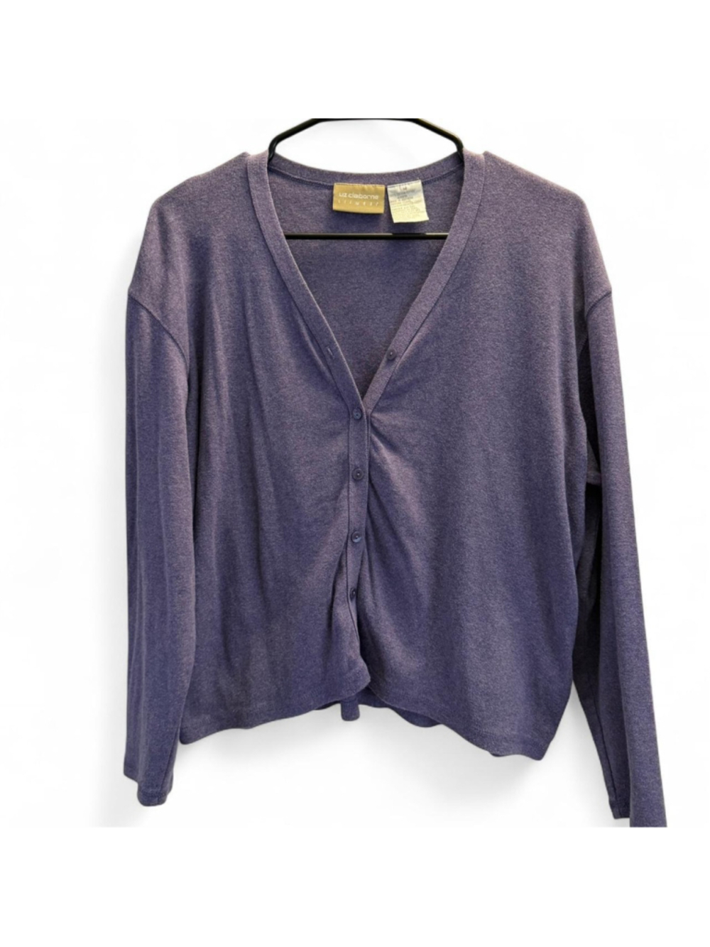 Vintage Liz Claiborne purple long sleeve button up cardigan Size M #preppy #mini
